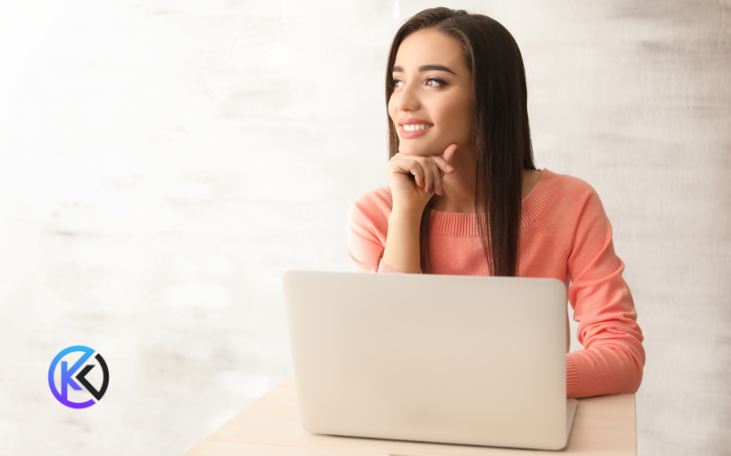 Freelance digital marketer on a laptop.